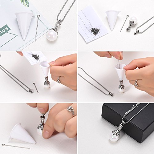Memorial Jewelry Pearl Urn Necklace - Cremation Ashes Holder Keepsake for Women Silver