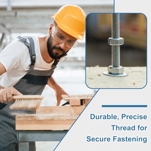 PATIKIL 2 Pcs Fully Threaded Rod, M12 x 350mm 304 Stainless Steel Right Hand Long Thread Bar Studs with Nuts for Pipes Clamps Hangers U-Bolts