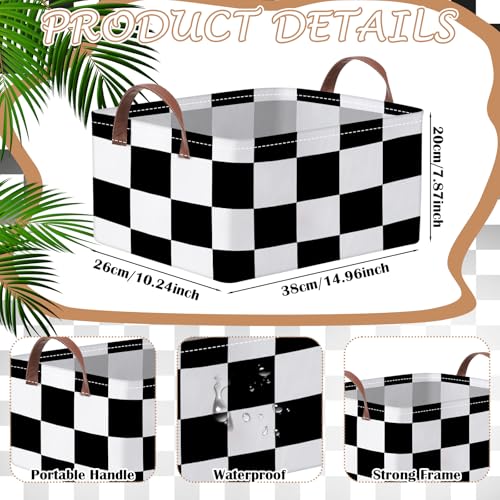 Boao 3 Pcs Black and White Checkered Storage Basket with Handle Regular