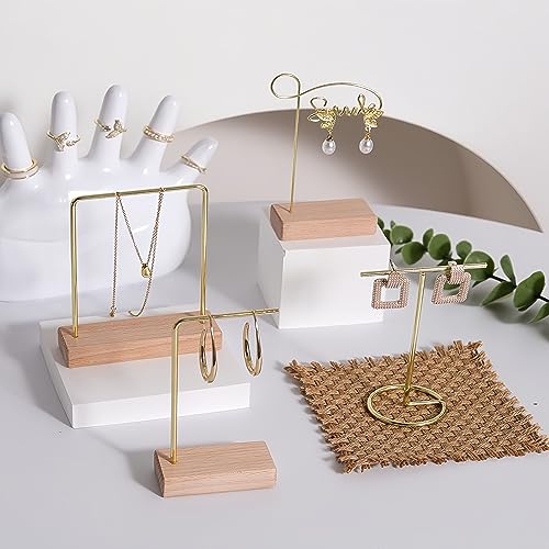4pcs Beech Earring Display Stands for Selling, Earring Holder Organizer for Retail, Small Wood Jewelry Organizer Stands Jewelry Display for Show