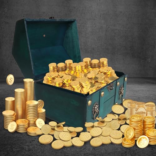Decorative Wood Treasure Chest Box with Small Metal Lock Green