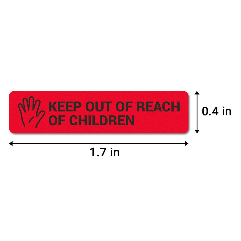 Keep Out Reach Keep of Children Labels (1.7 x 0.4 inch, Red - 300 Labels) for Medication Safety, Choking Hazard Warning, Caution Small Parts or Pharmacies