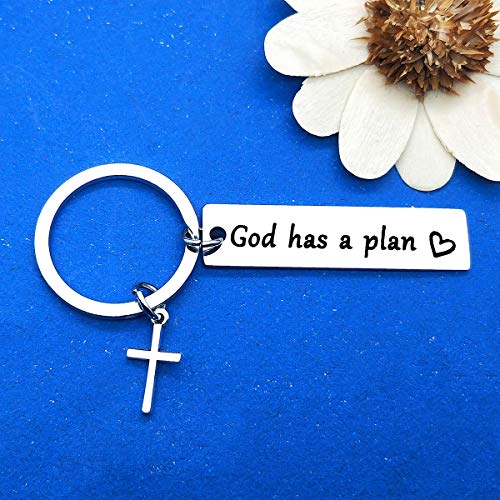 Religious Gift Keyring Inspirational Gift Christian Faith Keyring Encouragement Religious Keychain First Communion Baptism Gifts for Women Men Motivational Gift Christmas Graduation Birthday Gift God Has a Plan Keyring