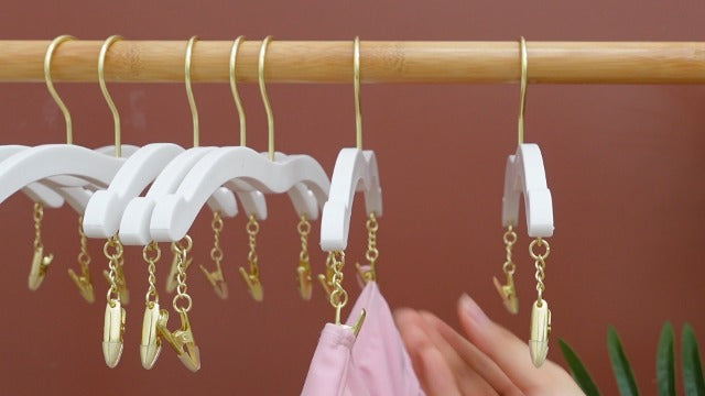 Yalikop 15 Pack Lingerie Hangers with Gold Clips for Bras Bikini Tank Tops