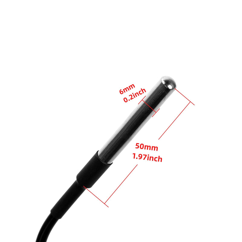 [Australia - AusPower] - 2PCS 5 Meter DS18B20 Temperature sensors Equipped with XH2.54-3Pin terminals, Waterproof Digital Temperature Probe sensors Compatible with Arduino, Raspberry, Pi 5-Meter/16.4FT 