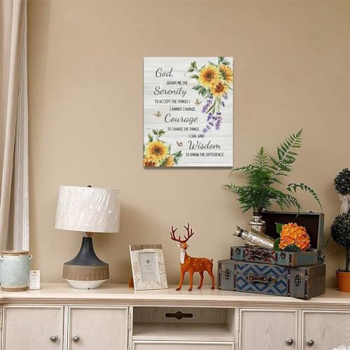 Serenity Prayer Wall Decor Christian Religious Sunflower Pictures Inspirational Bible Verses Scripture Canvas Wall Art God Painting Home Modern Artwork Framed for Living Room Bedroom Office 16x20inch 20"L x 16"W Serenity Prayer