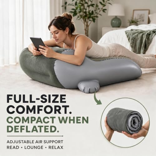 Inflatable Wedge Pillow for Adults, Support for Reading & Lounging (1) 1