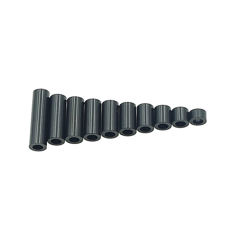 [Australia - AusPower] - Metric Black OD 7mm ID 4.2mm ABS Plastic Round Unthreaded Spacers Assortment Kit;for M4 Screws.4mm to 25mm Height,Round Straight Tube Standoffs 