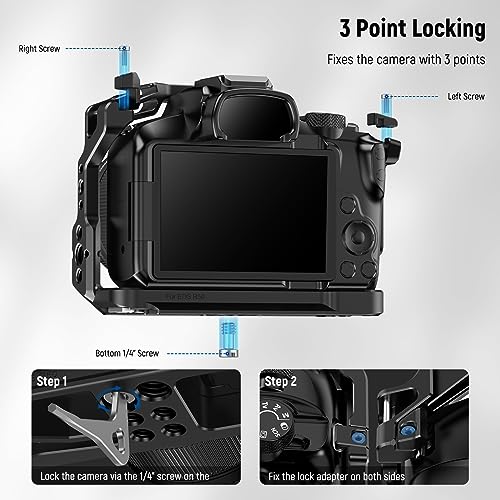 NEEWER R50 Camera Cage Compatible with Canon EOS R50, Aluminum Video Rig with NATO Rail, 1/4" Threads, 3/8" ARRI Holes, Cold Shoe, Anti Twist, Compatible with DJI Gimbals Arca Type QR System, CA031