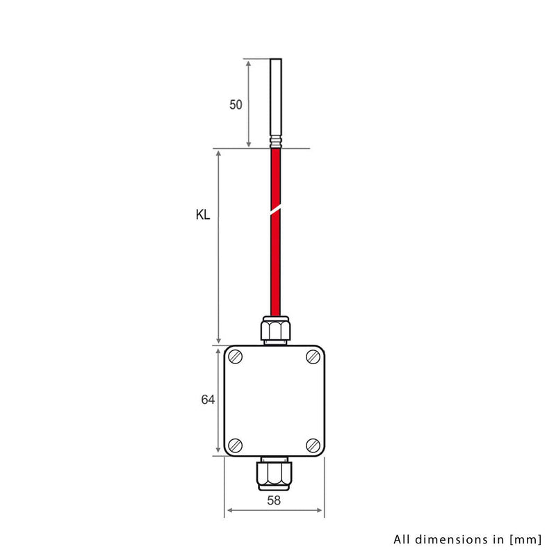 [Australia - AusPower] - iOVEO 213HS02202 Temperature Transducer in Housing with Silicone Connection Cable Including Sensor PT1000, Active Output, Measuring Range Adjustable, Temperature Sensor, 2 Metres 2 Meter 