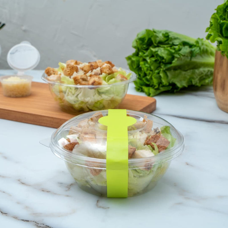 Restaurantware RW Base 12 x 1.5 Inch Packaging Bands 100 Self-Adhering Belly Bands - Disposable Strong Green Paper Label Stickers For Packaging Supplies Keeps Take Out Containers Sealed Eco Green 12 inches x 1.5 inches