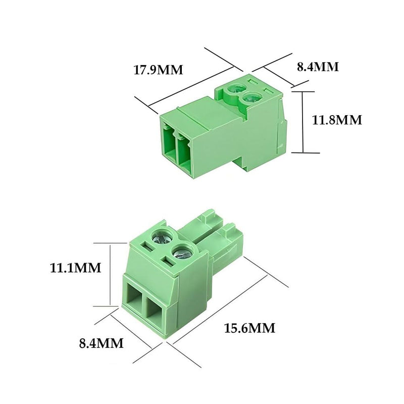 [Australia - AusPower] - Willwewon 10 Sets 2-Pin 15EDGRK 3.81 mm/0.15 Inch Pitch PCB Mount Screw Pluggable Terminal Block Connector for 28-16AWG 2 pin (10 sets) 