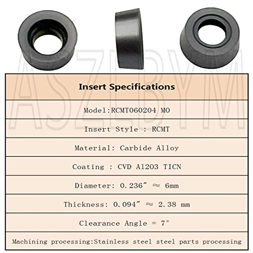 11pcs RCMT060204 MO Indexable Carbide Milling Inserts Blade Milling Cutter with 1/2"/12mm SRDCN1212H06 Indexable Carbide Milling Tool Holder Metal Lathe Cutting Tools