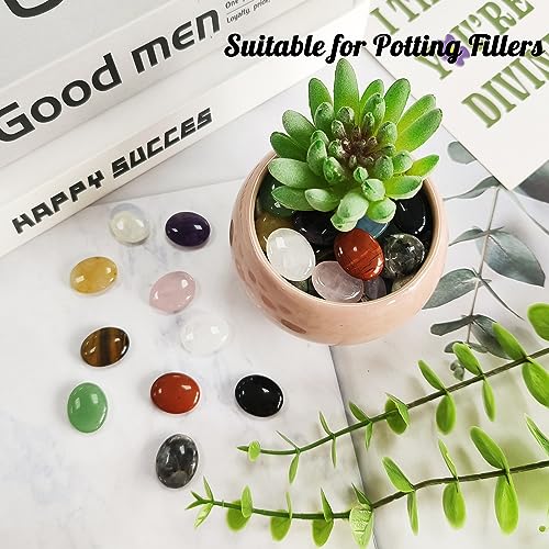 ZHIYUXI 30 pcs Crystals Bulk Wholesale Crystals Set Crystals and Stones Gemstones Thumb Pocket Oval Palm Stone Reiki Energy Balance Meditation Room Decor