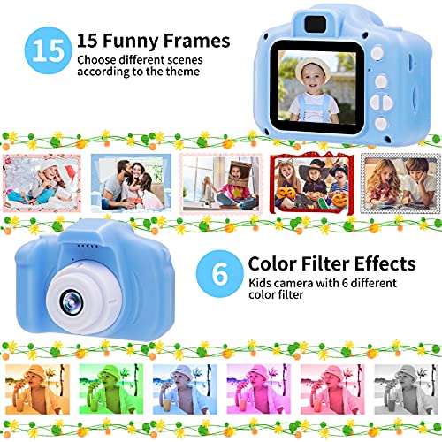 Kids Waterproof Camera 12MP 1080P Digital Camera with 32GB Card & Case Blue