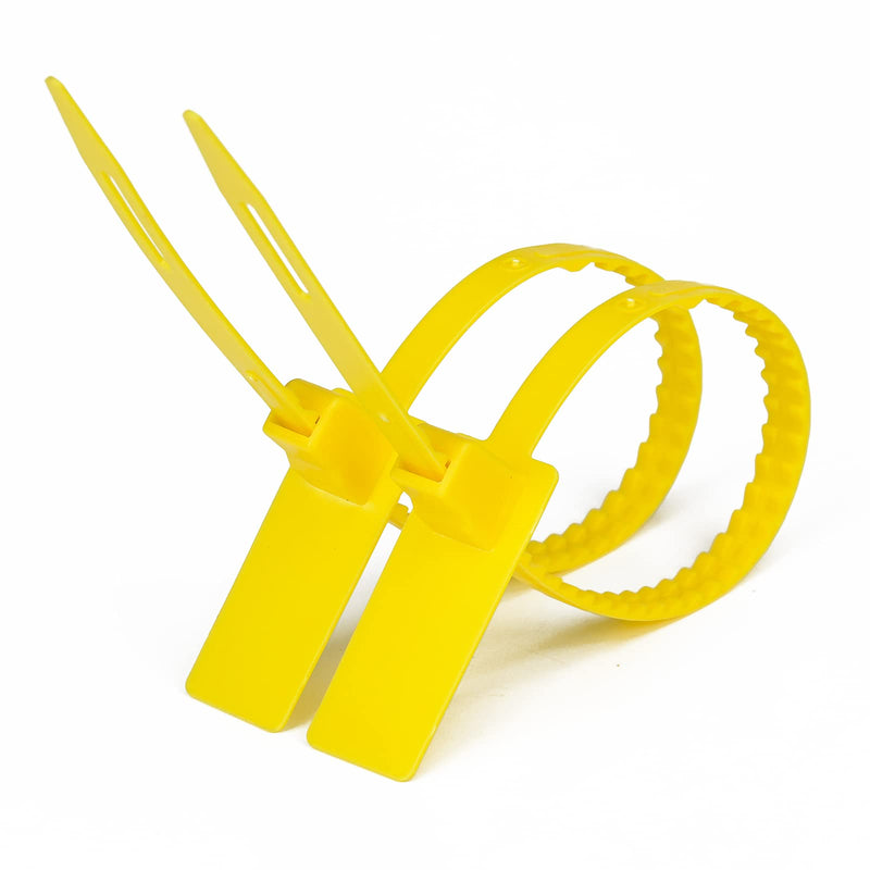 [Australia - AusPower] - Heavy Duty Plastic Security Seals Self Locking Tamper Evident Shipping Seals Numbered Security Tags Pull Tight Securing Straps Truck Trailer Seals Length 337 mm 13.2" (Yellow 100 PCS) Yellow 