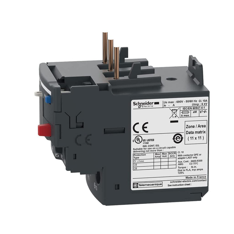 Schneider Electric DPER06 Easy TeSys Thermal Overload Relay with Manual/Automatic Reset, Screw Clamp Terminals | Used with Air Conditioner, Heat Pump, HVAC, AC Compressor and More, 1-1.6Amps 1-1.6A