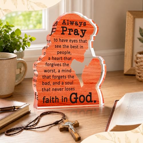 Christian Gifts for Women Men Always Pray Jesus Acrylic Sign Prayer Decor