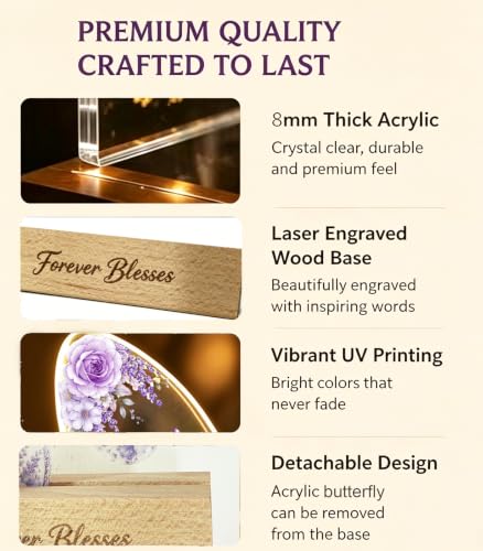 Light Up Christian Gifts for Women, Butterfly Decorations with Bible Verses
