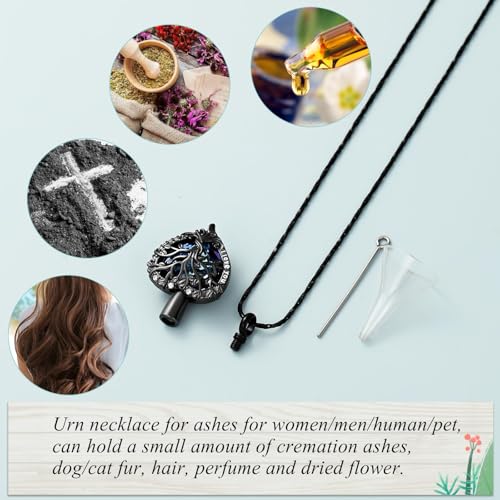 Tree of Life Urn Necklace for Ashes Heart Cremation Jewelry Urns Pendant Keepsake Funeral Urns Memorial Lockets for Women Men Black&Purple