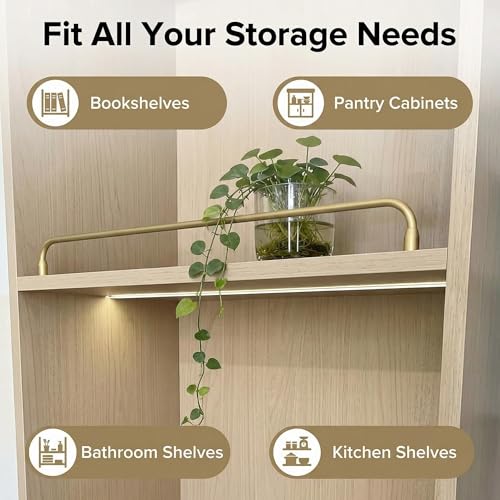 Brushed Gold Aluminum Alloy Shelf Guard Rail, Cabinet Storage Safety Bar, Decorative Shelf Railing for Kitchen Bathroom Closet Organizer, Wall Mounted Easy Installation（Pack of Two）(Black,20in) Black 20in