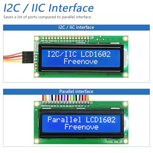 Freenove I2C IIC LCD 1602 Display Serial 16x2 Screen New Type (Pack of 2) | Compatible with Arduino Nano Raspberry Pi Pico ESP32 Development Board I2C 1602 2 Pack