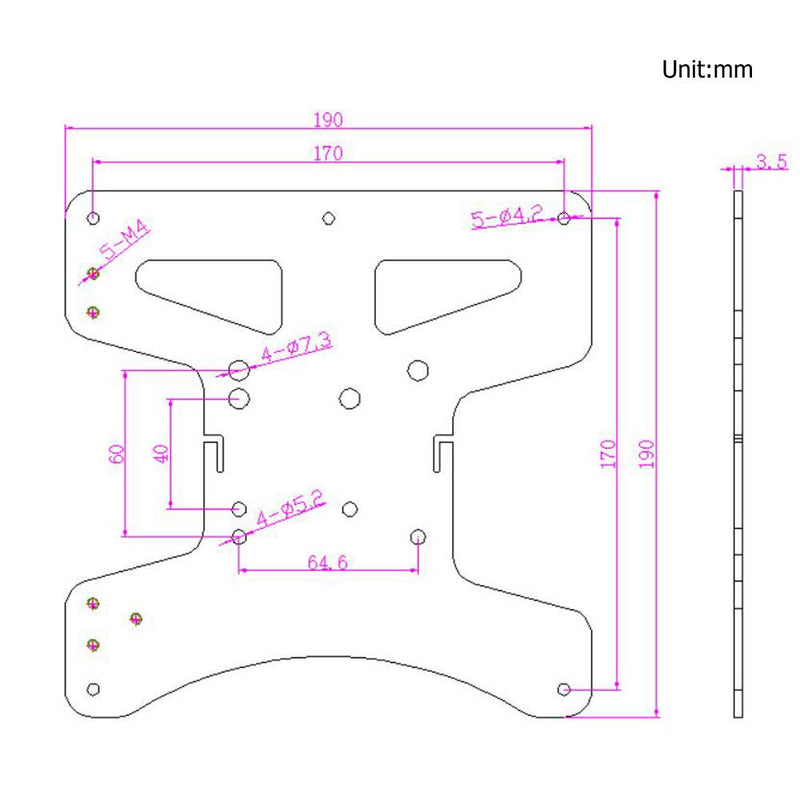 [Australia - AusPower] - Modular Y Carriage Plate Upgrade for 2040V Aluminum Profile for Ender3/Ender3 Pro 3D Printer (190mm) 190mm 