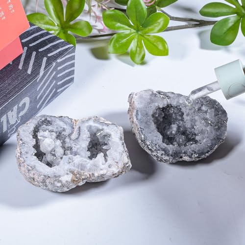 SUNYIK 301-400g Natural Mexico Agate Geode Quartz Crystal Cluster Specimen 2.56-4.72"(65-120mm)