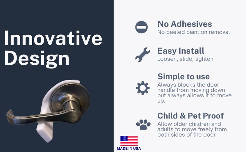 Pet Proof Door Lever Lock - No Adhesive Child Proof Door Lever Lock for Cats and Dogs (4 Pack White Circle Universal) 4 Pack White Circle Universal