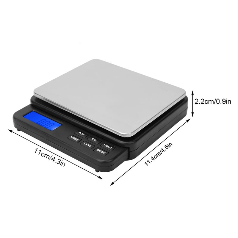 Digital Scale High Precision Mini Electric Scale with Blue Backlight 1000G/0.01G for Kitchens, Laboratories (BLACK) Black