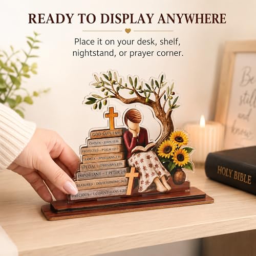 Religious Gifts for Women, God Says I Am Bible Verse Desk Decor for Her Kat-K- god says - ao do - hoa vang
