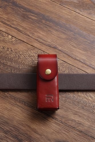 Brown Rolarc full grain leather multitool sheath for Leatherman Wave and Wave Plus with belt loop and solid rivets