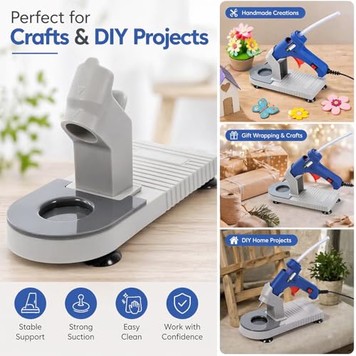 Kkwooidm mini hot glue gun holder stand with non-stick silicone pad and suction cup