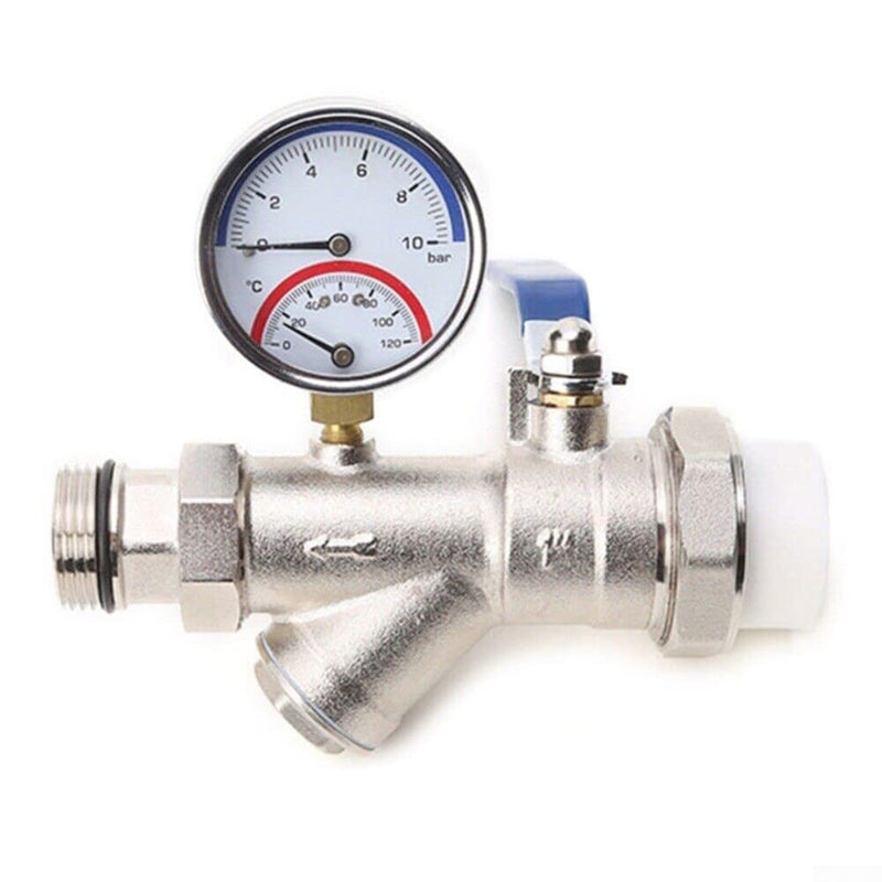[Australia - AusPower] - Temperature Manometer, Input 120 °C, Thermomanometer, Temperature Manometer, G1/4 Thread, 0-10 Bar 