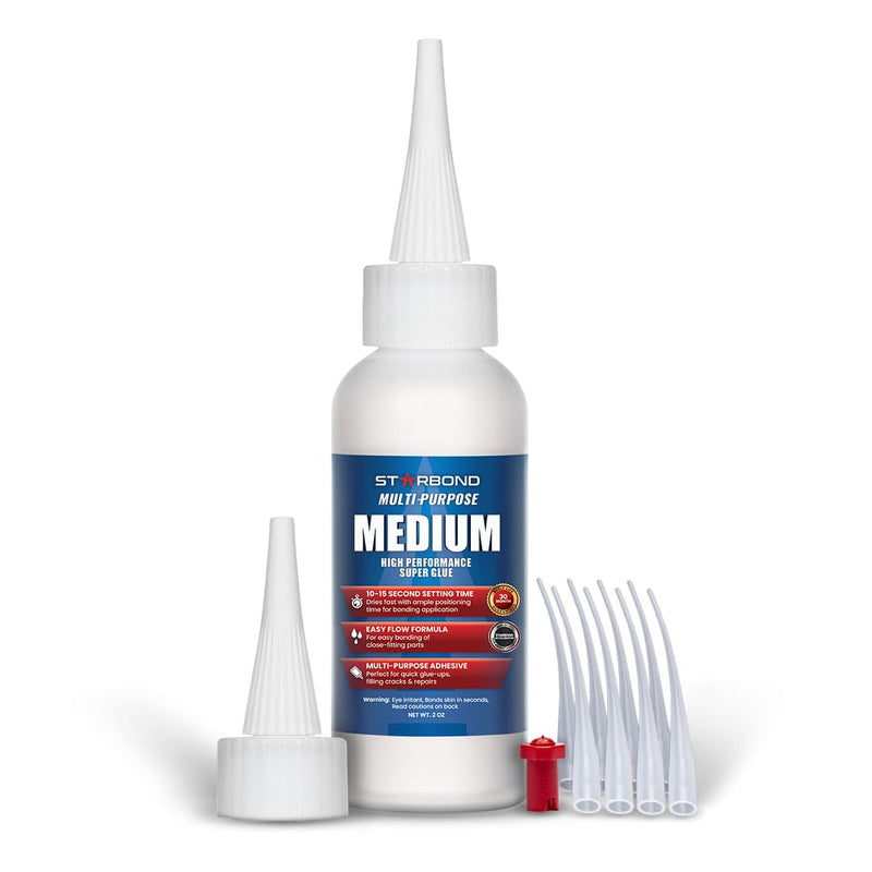 [Australia - AusPower] - Starbond 2 oz. Thin, Medium, Thick CA Glue with 6 oz. Activator Bundle (Premium Cyanoacrylate Super Glue) for Quick Glue-ups. Woodworking, Woodturning, Hobby Models, 3D Printing CA Glue + Accelerator Bundle 2 ounce, 6 ounce 