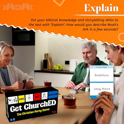 Kulture Games Get ChurchED - The Christian Party Game (Sing, Act/Charades, Explain) - Christian Gifts - Bible Trivia Game - Charades Games for Family & Youth Groups - Christian Cards – Bible Quiz