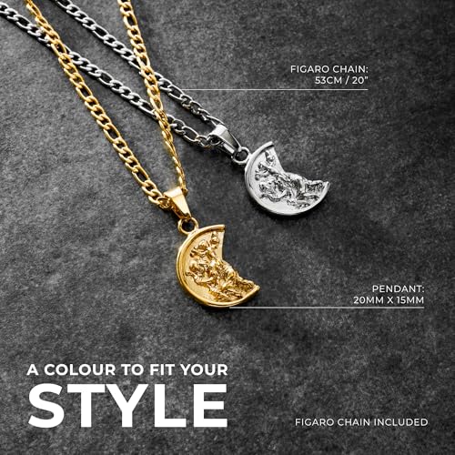 CRAFTD | St. Christopher Pendant Necklace | 51cm Figaro Chain Gold 20.87 Inches 15 Millimetres