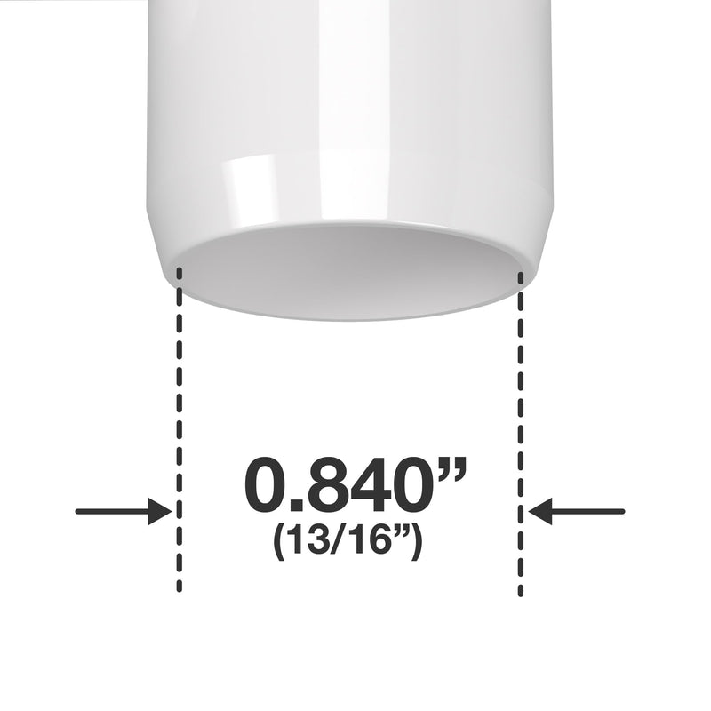 [Australia - AusPower] - FORMUFIT 1/2" 4-Way Tee Furniture Grade PVC Fitting in White, Made in USA, UV-Resistant, Impact-Proof, 0.840" Actual Socket Diameter, (10-Pack) - F0124WT-WH-10 
