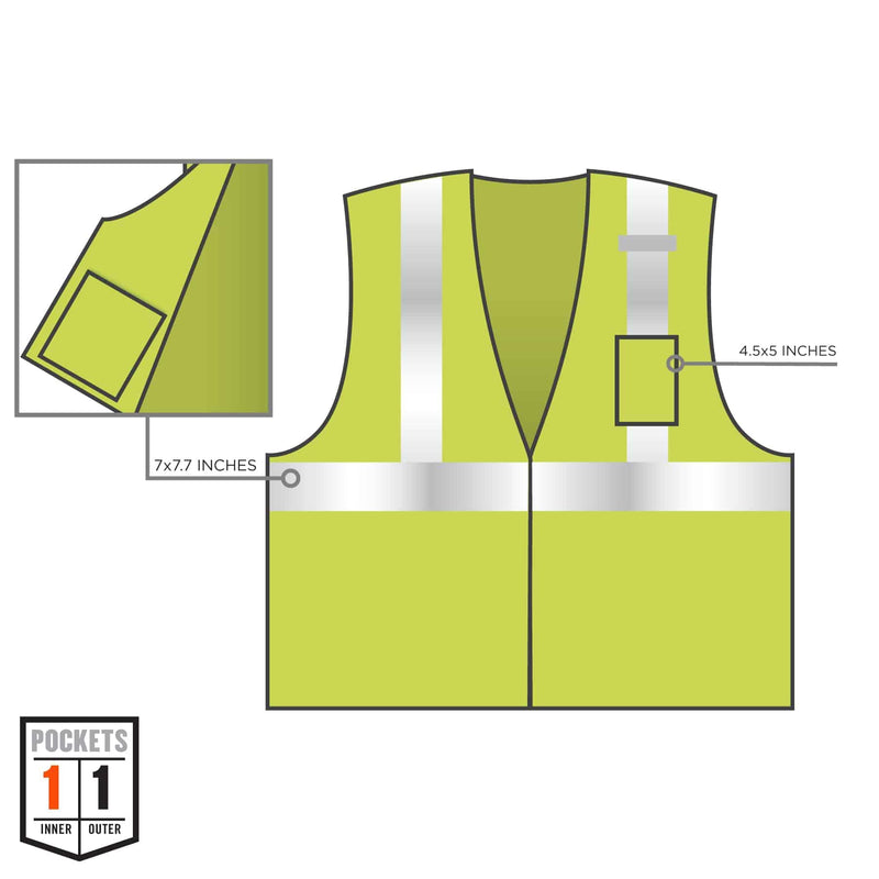 Ergodyne Unisex Glowear 8256z Self-extinguishing Hi-vis Safety Vest - Type R, Class 2, Zipper Large-X-Large Lime