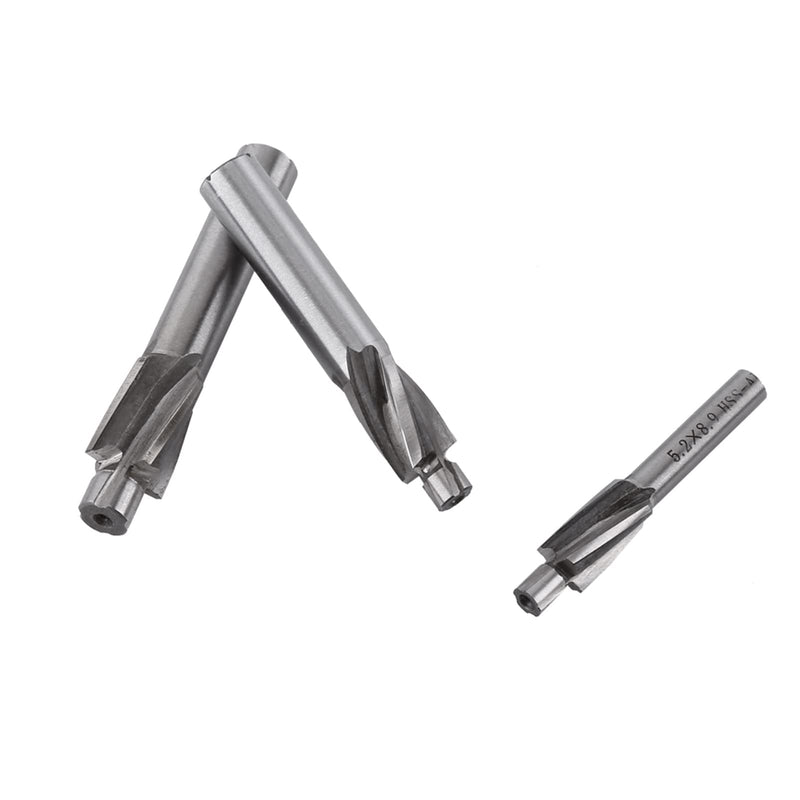 [Australia - AusPower] - 5 Pieces Countersink End Mills, HSS-AL M3 M4 M5 M6 M8 4 Tap Countersink End Mill Slot Drill for Milling Copper, Aluminium, Steel, Cast Iron 