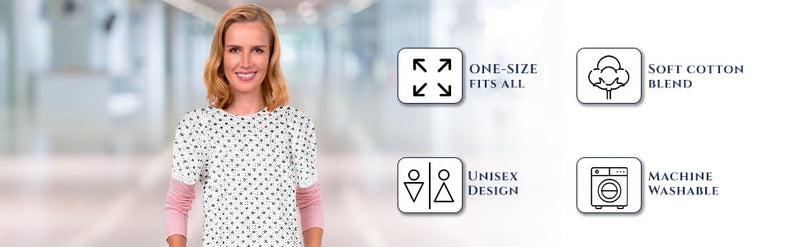 [Australia - AusPower] - Linteum Textile Supply 01 Pack Hospital Patient Gown for Medical Exam - Twill Classic Economy White & Blue Snowflake - One Size Fits All 1 Blue - Snow Flake 