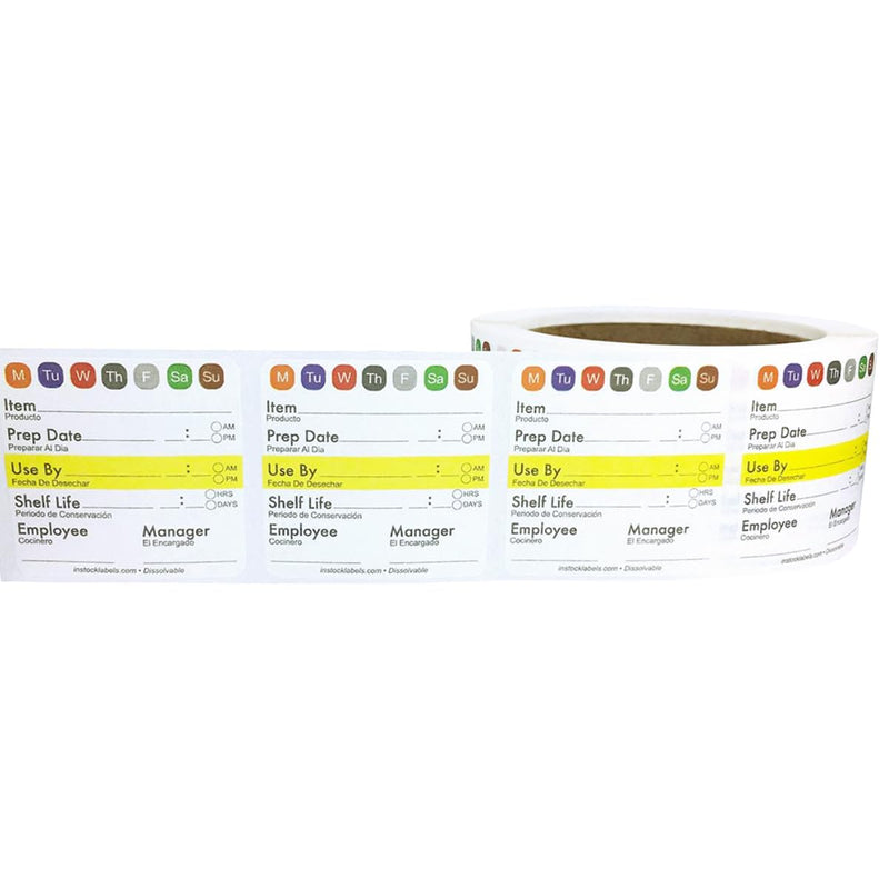 Universal Food Rotation Dissolvable Labels for Food Storage Use by Shelf Life Preparation 2 x 2 Inch, 500 Adhesive Stickers for Organization, Food Rotation, Meal Prep Stickers Dissolve in Water