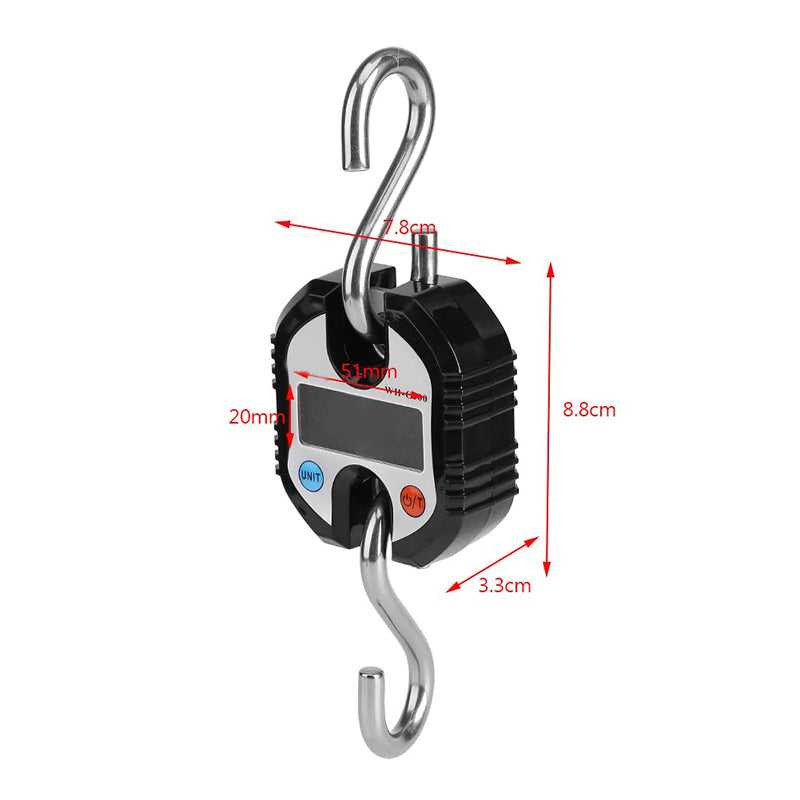 Mini Digital Crane Scale, Small Hand -Held S-Shaped Barb Crane Scale, 150Kg/50Kg Double with LCD Display Electronic Portable Crane Scale, for Farm Hunting Fishing(Orange) Orange