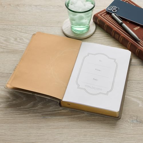 Christian Art Gifts Classic Journal Amazing Grace Isa. 53:5 Bible Verse, Inspirational Scripture Notebook, Ribbon Marker, Taupe Vegan Leather Flexcover, 336 Ruled Pages, (8.6” x 6.1” x .9”)