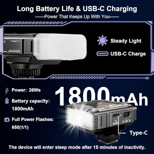 VILTROX 26Ws TTL Mini Flash Speedlite for Sony, GN16 1800mAh, 1S Rapid Recycle On-Camera Flash Mini Speedlight, Spark Z3-S Flash Speedlight with Diffuser Z3 For Sony
