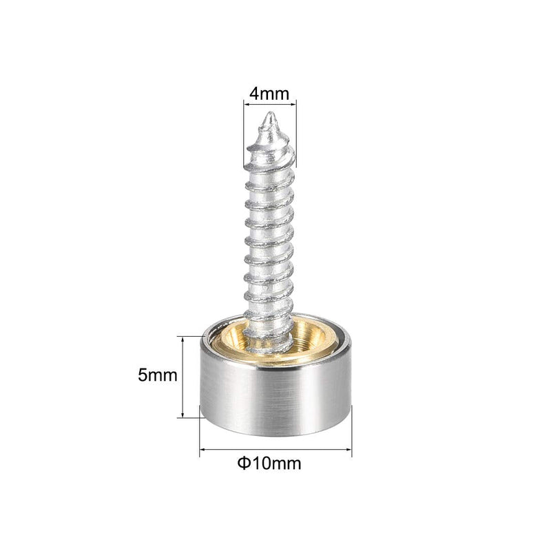 [Australia - AusPower] - uxcell Mirror Screws Decorative Caps Cover Nails Brushed Stainless Steel 10mm 8pcs 