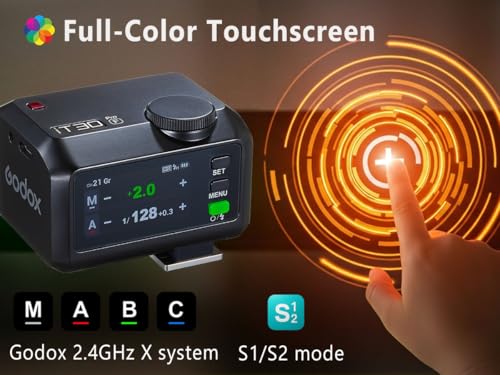 Godox iT30pro F TTL Mini Flash & Trigger- GODOX Authorized Distributor iT30 Pro F for Fuji - IT30 Pro for Fujifilm TTL Flash, Wireless Master & Receiver, HSS 1/8000 Second, 2.4G Wireless Black IT30PRO for Fuji