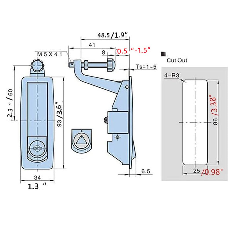 2PCS Compression Latch Lock Trigger Latch Lock Zinc Alloy Adjustable Lever Hand Operated Compression Latch Flush Silvers Silver 2 Pack