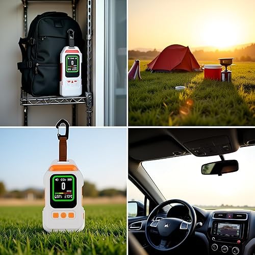Portable Rechargeable Air Detectors, Indoor Air Quality Meters,Magnetic Detector with Temperature and Humidity Monitoring, Audible and Visual Air Quality Monitor for Camping, Hotels, Travel, and RVs