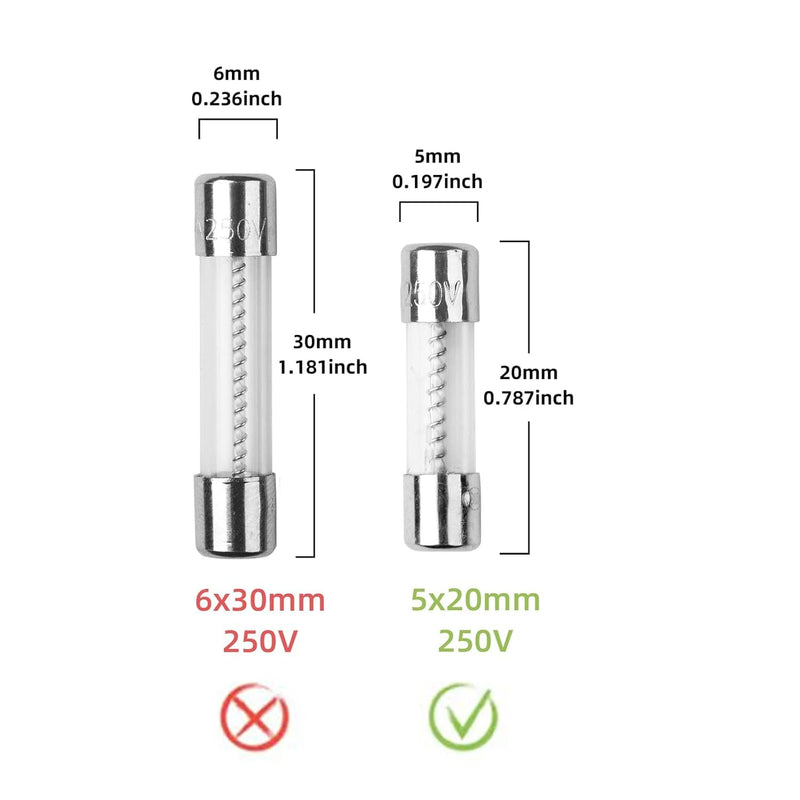 [Australia - AusPower] - 10pcs T2AL250V 5x20mm 2A Slow Blow 250V Slow Acting Fuse Glass Tube Fuse Time-delay Fuse (3/16 in x 3/4 in) Compstudio Compatible with Power Supply, Microwave, Auto Accessories,Circuit Break,etc. 